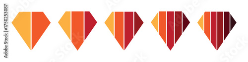 Red yellow diamond shaped infographic template. Business stages, workflow and marketing process.