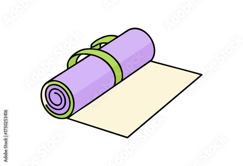 Rolled Yoga Mat for Fitness and Pilates Exercise Illustration