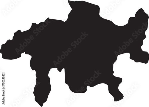 Grisons Canton Map of Switzerland Black Silhouette