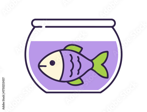 Adorable Goldfish in Fishbowl Aquatic Pet Vector Illustration