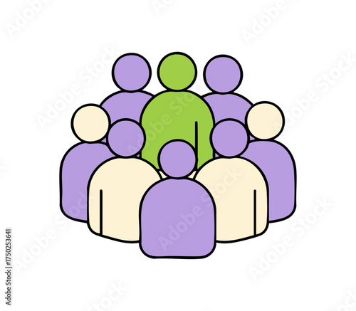 Green Leader in Diverse Crowd People Leadership Vector