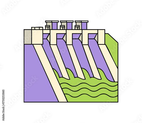 Hydroelectric Dam Generating Clean Renewable Power from Water Flow