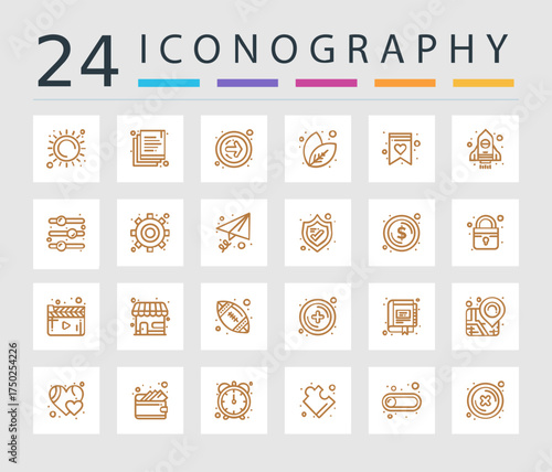 Icon Set Diverse Line Art for UI/UX Design (24 Icons)