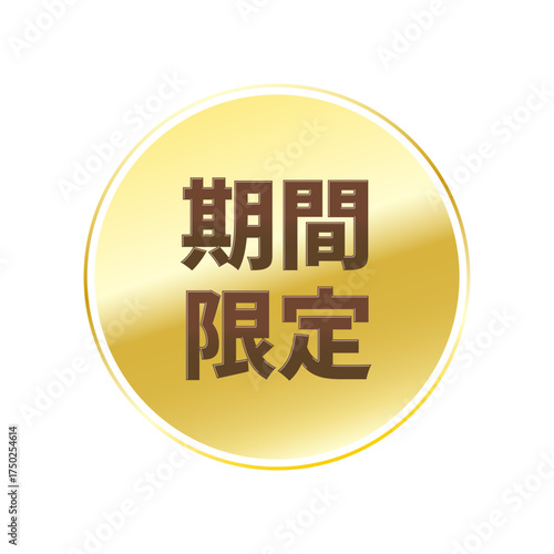 光沢のあるアイコン_期間限定_線囲み丸型_GOLD