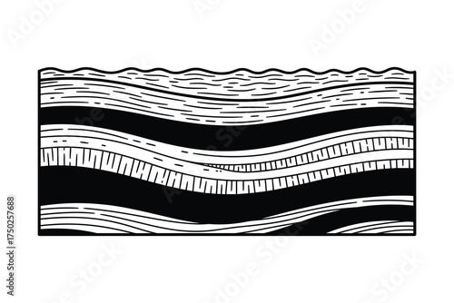 Geological Layers Earth Strata Cross Section Outline Drawing