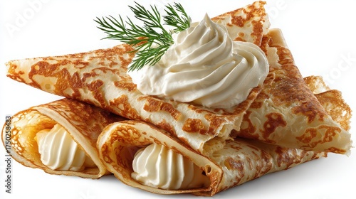 russian blini with sweet cream photorea