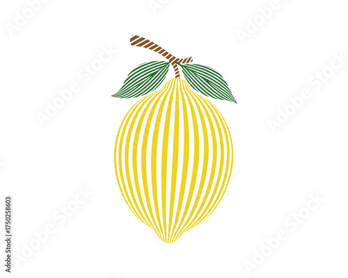 Lemon Fruit Abstract Striped Design Modern Yellow Green