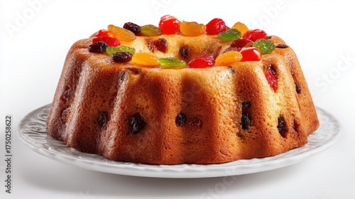 traditional brazilian cake bolo rei with candied fruit