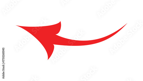 Red Curved Arrow Pointing Left Direction Sign Symbol