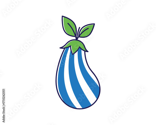 Unique Striped Eggplant Vector Illustration