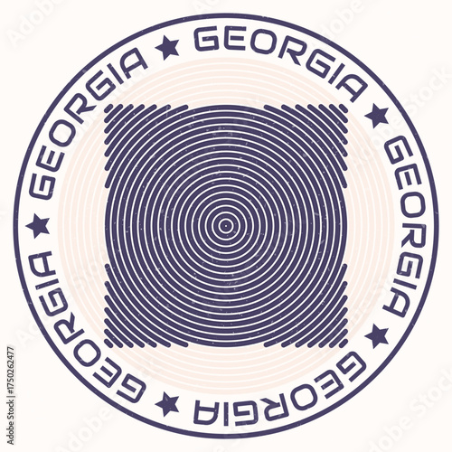 Georgia map with round title. Country shape rings. Georgia text around the country boundary shape. Stylish vector illustration.