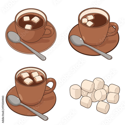 Marshmallow hot chocolate mugs for cozy Christmas winter drink and cafe vibe
