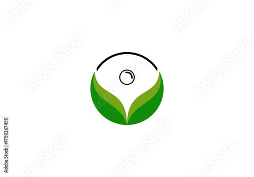 healthy living illustration, leaf and people vector logo