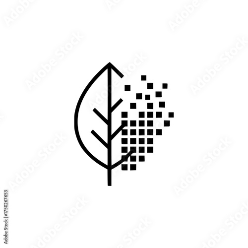 Leaf Icon Logo Design in Minimalist Style, Environmental Concept Art