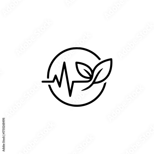 Logo Icon Design with Leaf and Heartbeat in Modern Style for Eco-Friendly Wellness Branding