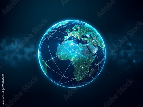 Digital earth globe connectivity network futuristic abstract technology global communication concept
