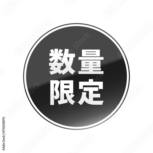 光沢のあるアイコン_数量限定_線囲み丸型_BLACK