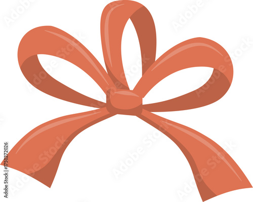 Illustration of a Peach Orange Ribbon Bow Vector Elegant Gift Wrap Decoration