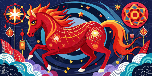 Let the spirit of this mighty horse carry you into a year full of courage, adventure, and progress. Add a touch of modern Chinese culture to your festive materials.