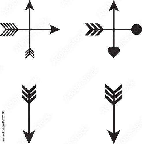 Arrow Designs: A minimalist arrangement of arrows. Simple and elegant illustrations suitable for direction and design purposes.