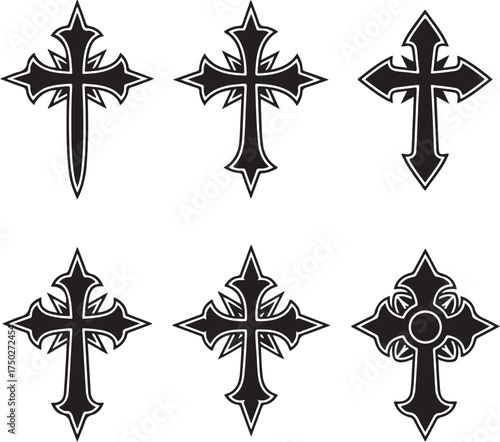 Crosses: A Collection of Elegant Gothic Crosses. These crosses stand as powerful symbols of faith, embodying solemnity and beauty.