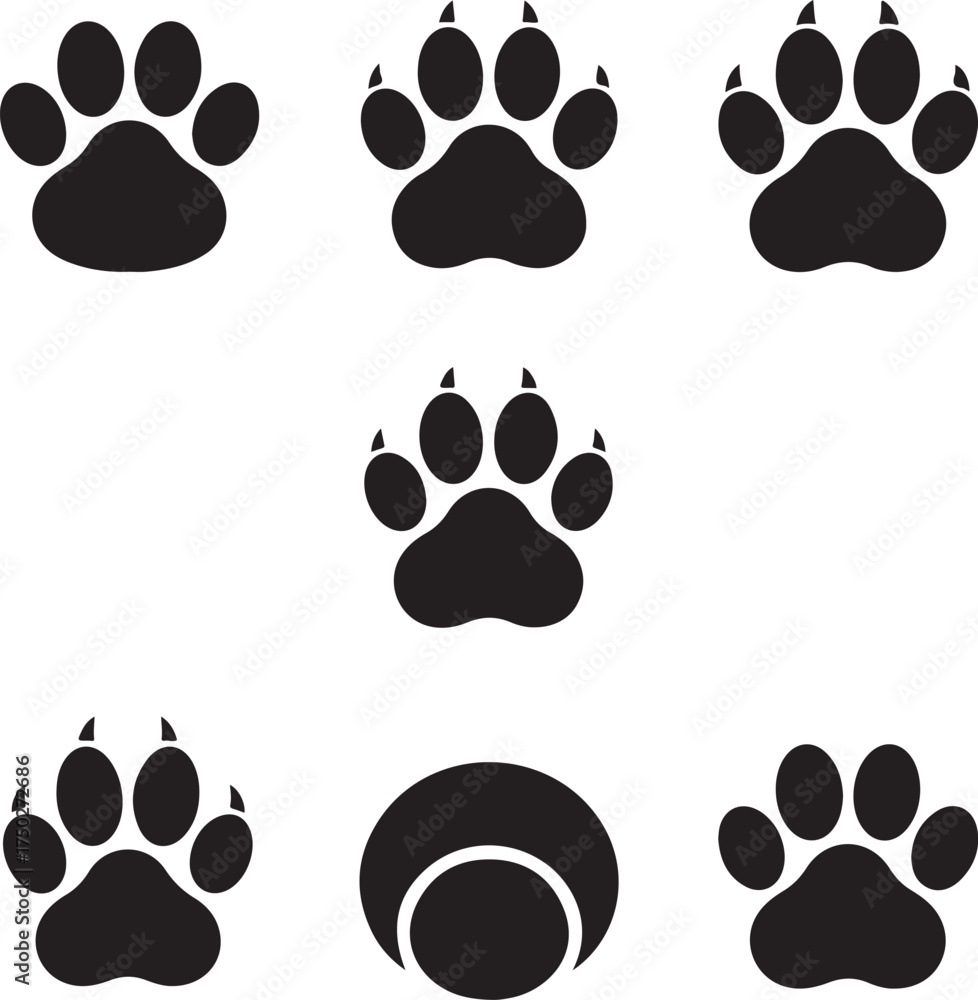 Fototapeta premium Animal Paw Prints: A collection of stylized animal paw prints. Perfect for adding a touch of nature to your project