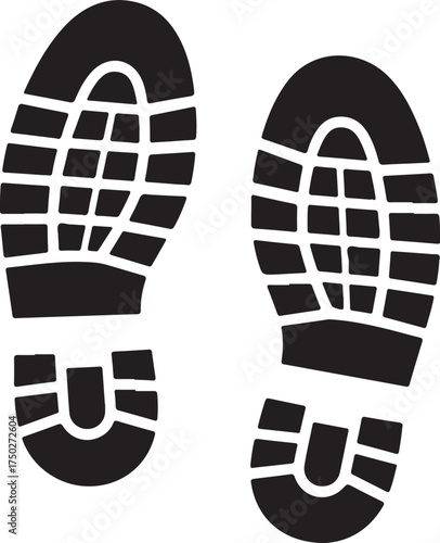 Footprint Silhouette: A pair of black footprint silhouettes. They show the path of someone’s journey. They provide a sense of movement and direction. They're simple and easy to recognize.