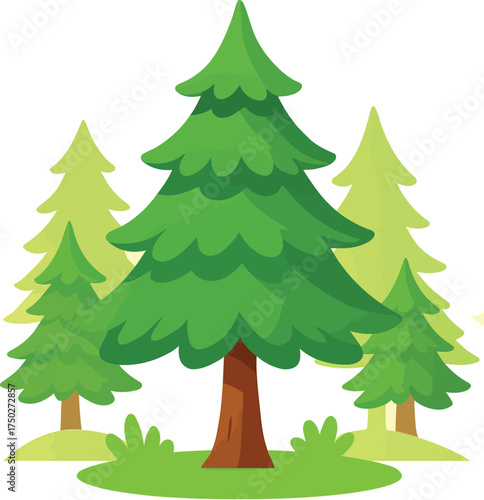 Cartoon Cedar Forest Tree Vector Illustration