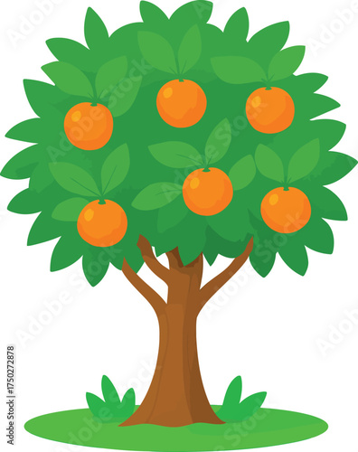 Cartoon Orange Tree Vector Illustration