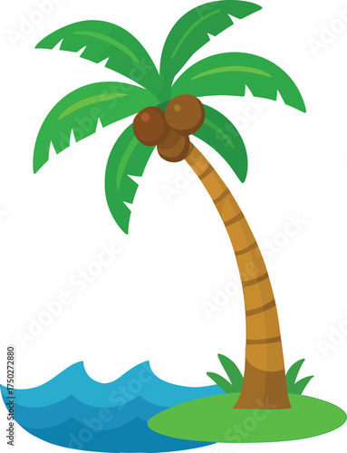 Cartoon Coconut Palm Tree Vector Illustration