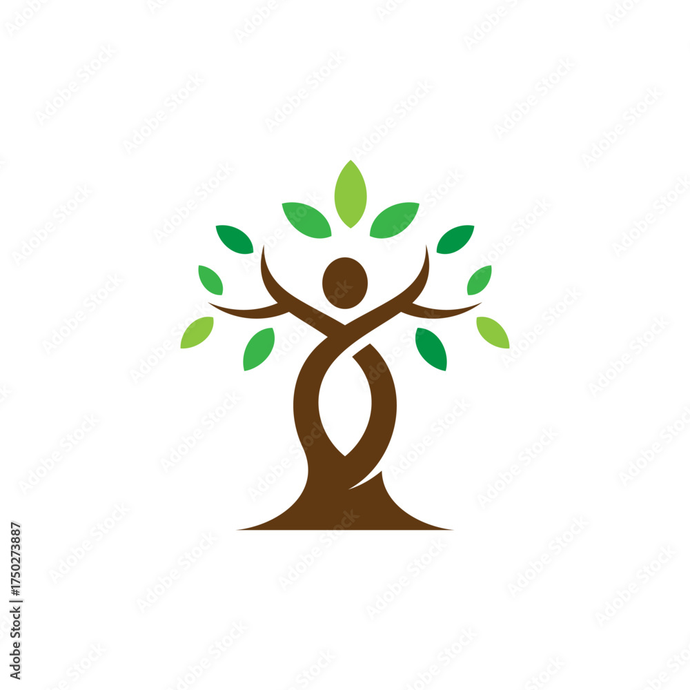 Obraz premium simple people and tree element logo design vector with flat style