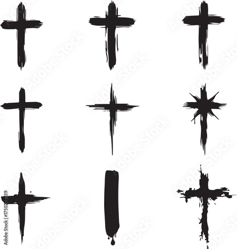 Symbol of Faith: A collection of distinct cross variations, each embodying the essence of spirituality and Christian heritage, forming a powerful visual statement of faith.