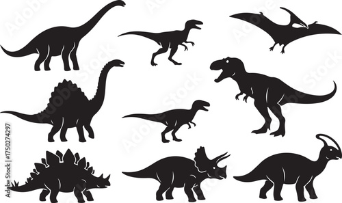 Prehistoric silhouettes: Collection of captivating dinosaur silhouettes, representing an awe-inspiring selection of creatures that once ruled the earth.