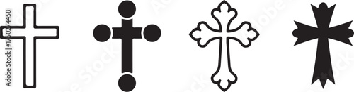 Symbols of Faith: An assortment of crosses, each with a distinct design, stand as iconic symbols of faith, hope, and spiritual devotion. These crosses are from different denomination.