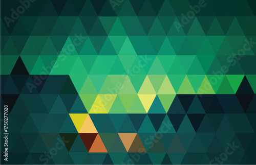 Geometric Abstract Background With Green and Teal Triangles