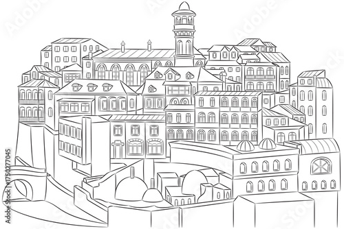 Old Town Tbilisi, Georgia illustration