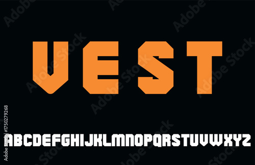 VEST, Abstract Fashion Font alphabet Minimal Modern urban fonts for logo. Brand etc. Typography uppercase lowercase and number vector illustration