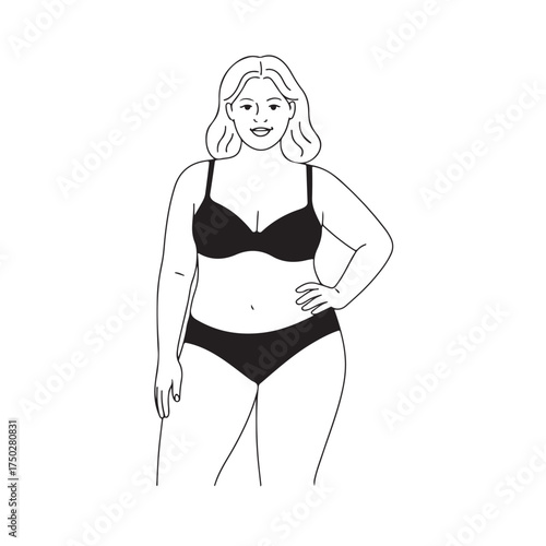 Simple vector illustration of woman in beachwear