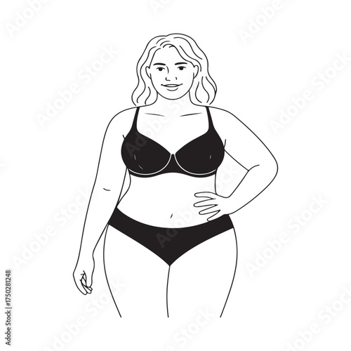 Simple vector illustration of woman in beachwear