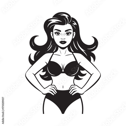 Simple vector illustration of woman in beachwear