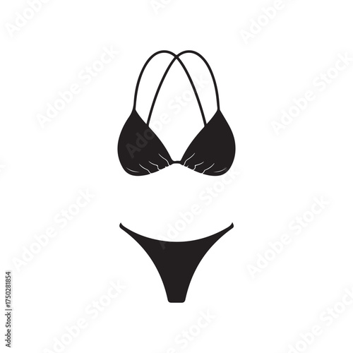 Elegant Black Bikini Fashion Vector