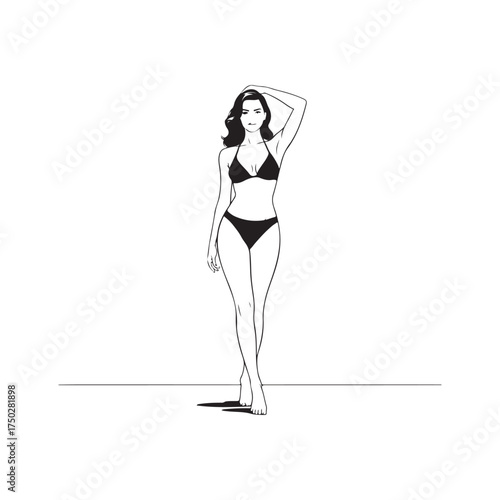 Simple vector illustration of woman in beachwear