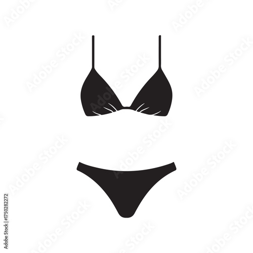 Elegant Black Bikini Fashion Vector