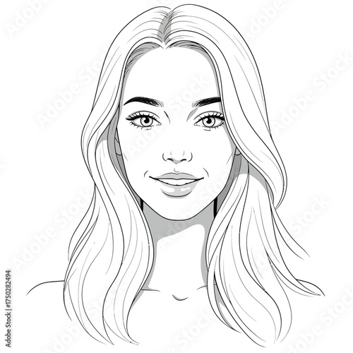 Beautiful woman sketch portrait drawing elegant hairstyle fashion face artwork feminine vector on white background