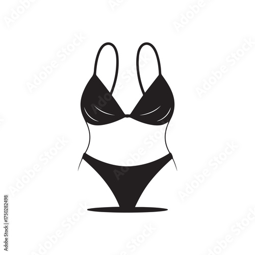 Elegant Black Bikini Fashion Vector