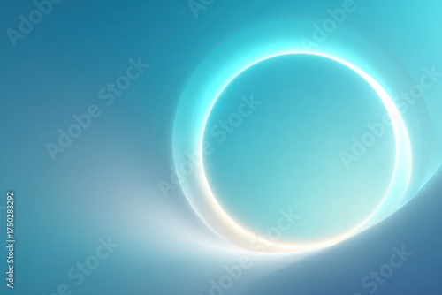 Abstract Blue Teal And White Orb With Glowing Light And Smooth Gradient Background
