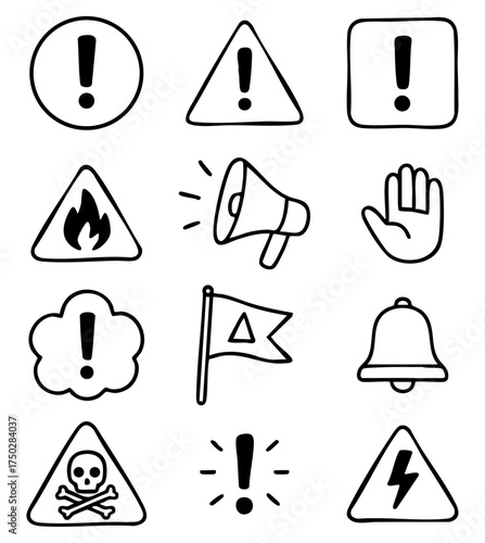 Safety Warning Sign Icon Set