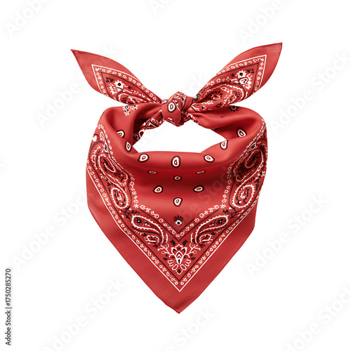 Red bandana isolated on transparent background