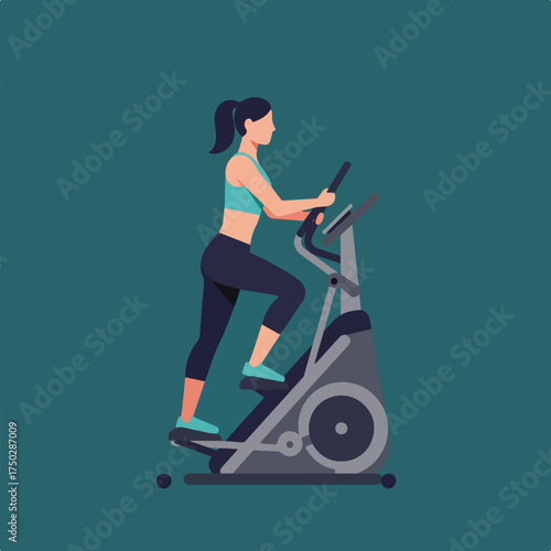 Woman using an elliptical machine for cardiovascular exercise