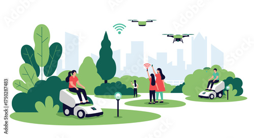 Smart technology in urban parks enhances visitor experience and park maintenance.